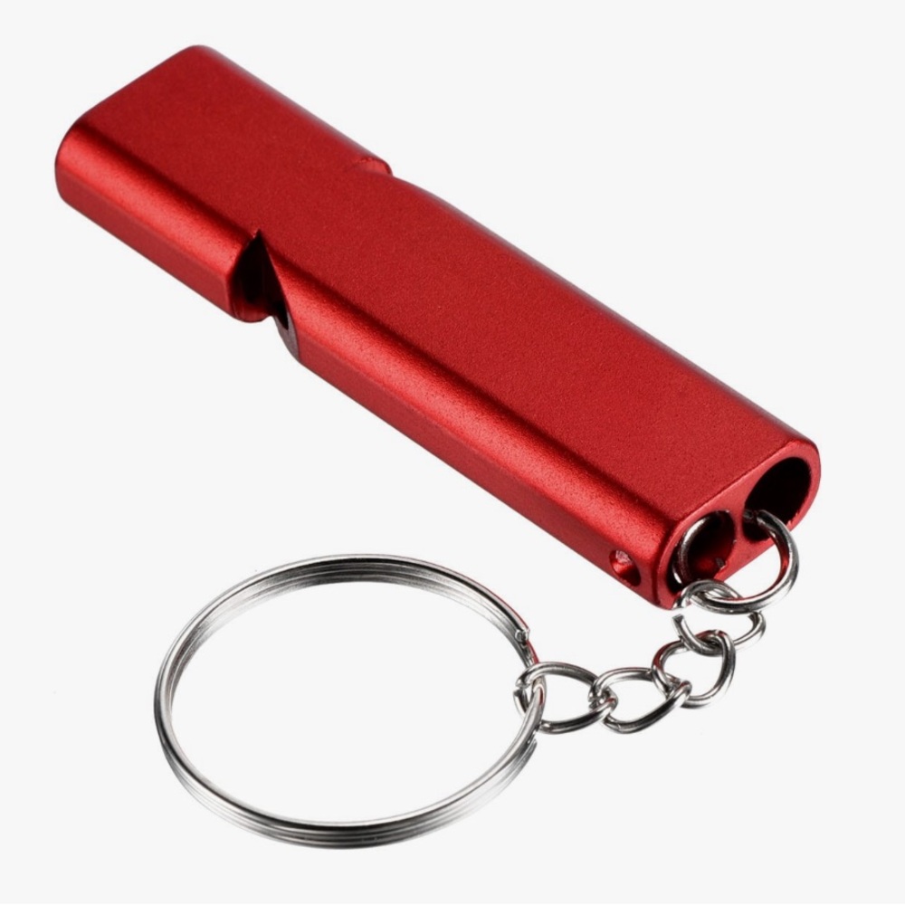 4 pack Emergency Survival Whistle Keychains with lanyards